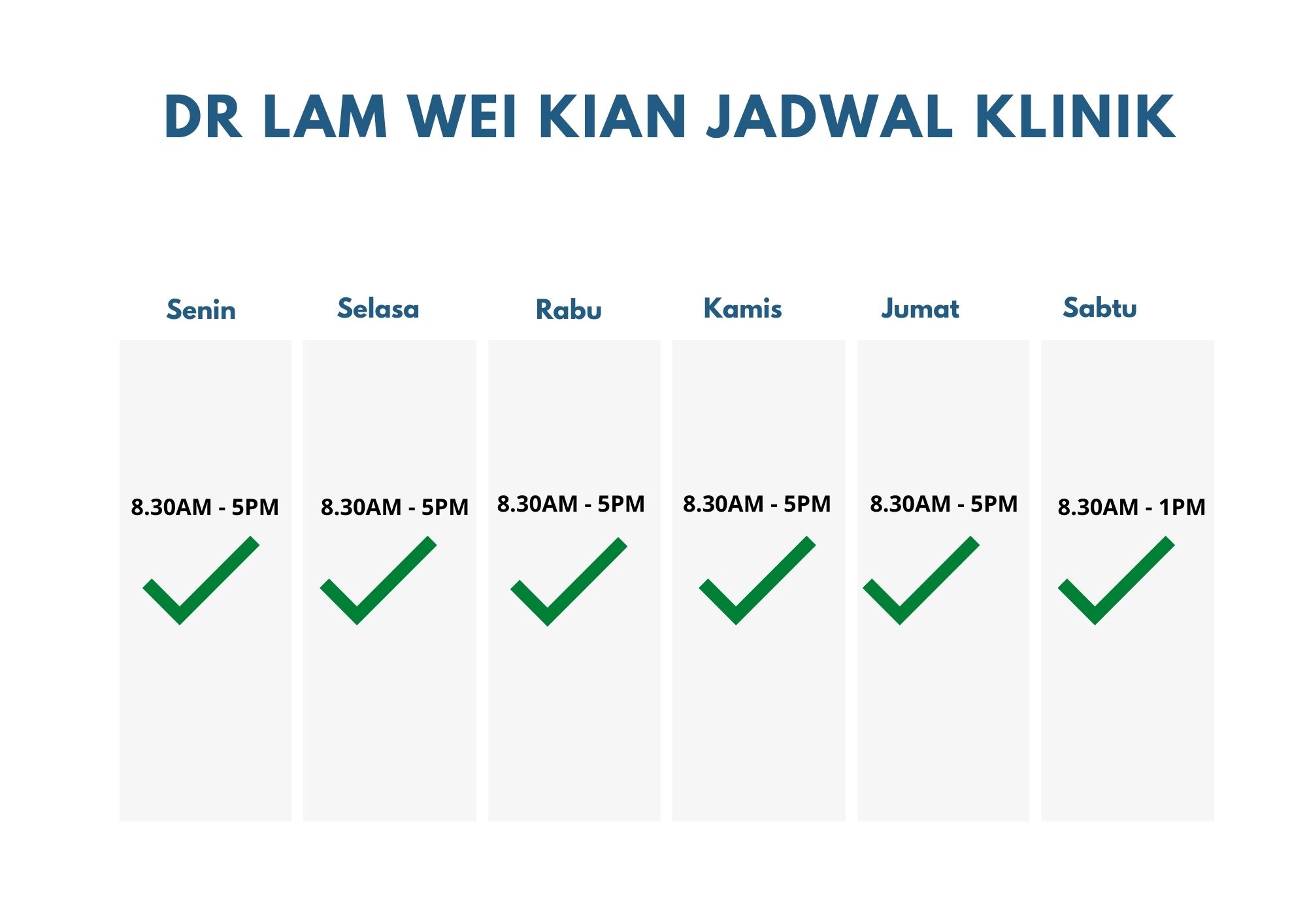 Dr Lam JADWAL KLINIK