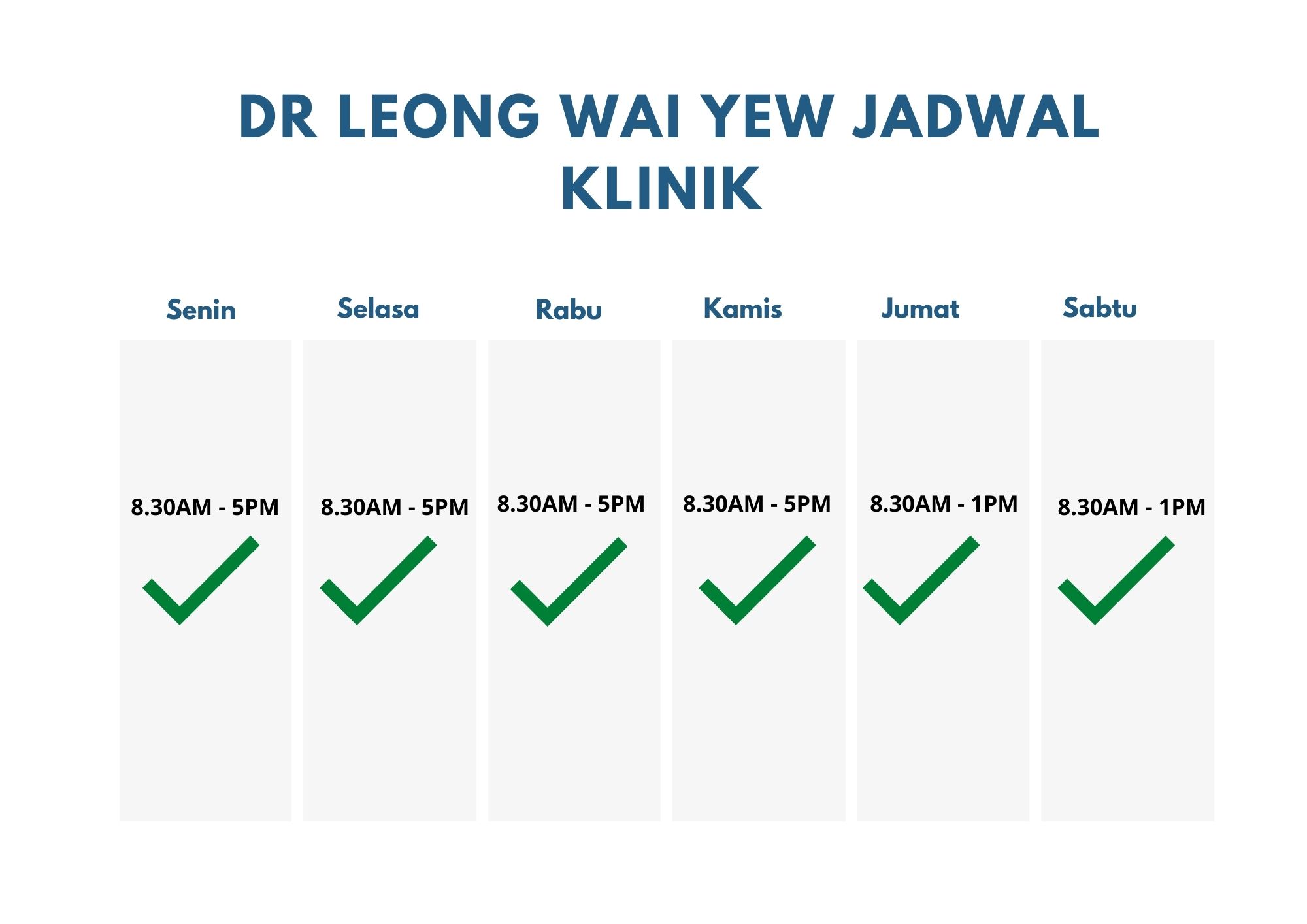 Dr Leong JADWAL KLINIK