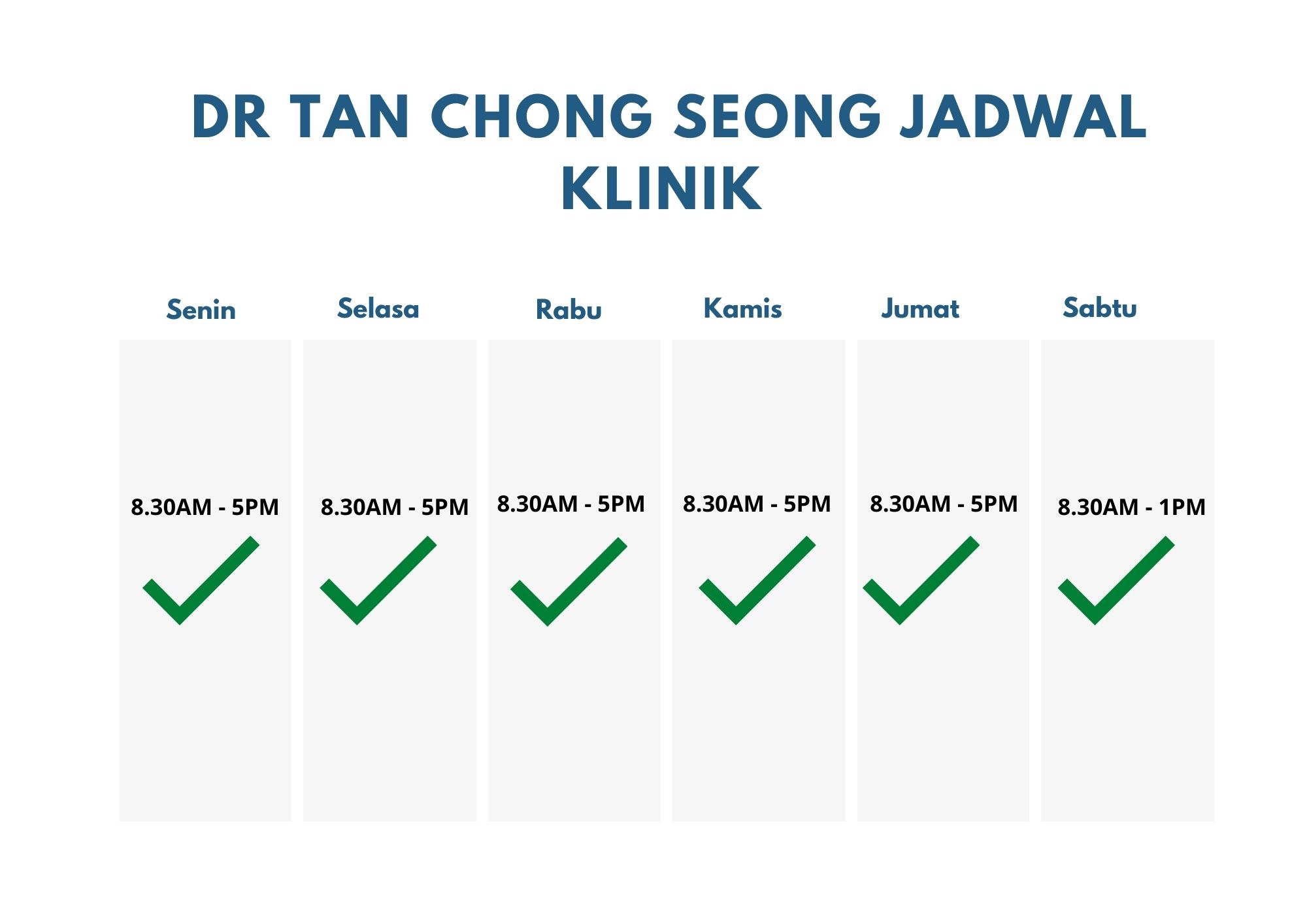 Dr Tan JADWAL KLINIK